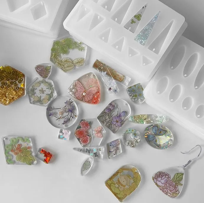 DIY Geometric Earrings Silicone Molds Drop Glue Mould Pendant Epoxy Irregular Earrings Resin Silicone Mould