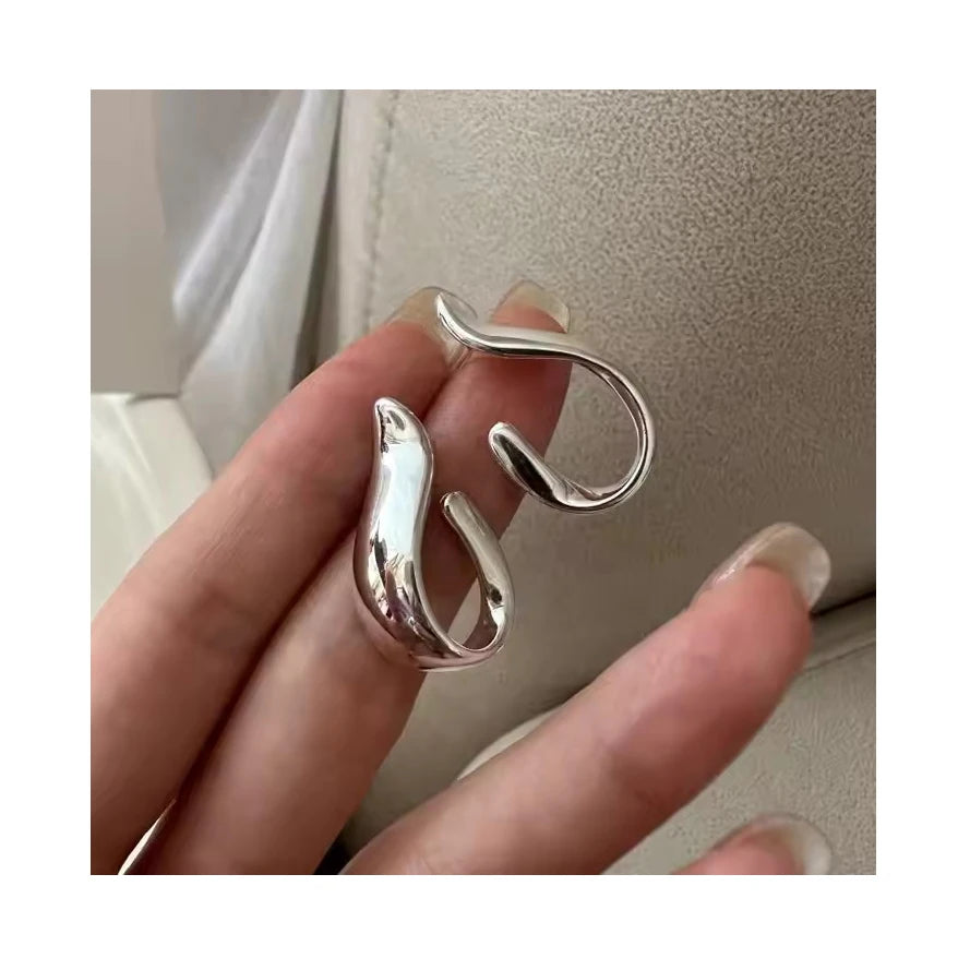 Wholesale Geometric S925 Sterling Silver Big Chunky Curved Stud Earrings for Women Fine Jewelry Gifts