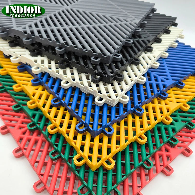 Modern Anti-Slip Modular Exhibition Garage Flooring Tiles Interlocking PVC and PP for Indoor/Outdoor Workshops Car Washes