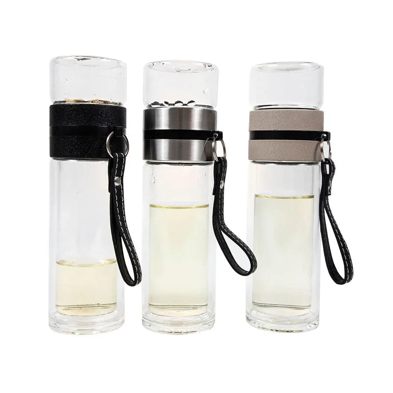 Borosilicate Glass Water Bottle Double Tea Water Separation Bottle