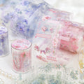 2M/Roll PET Tape Flower Color Long Recitation Series Floral Text Collage Handbook Decoration Material Loop Stickers for Masking