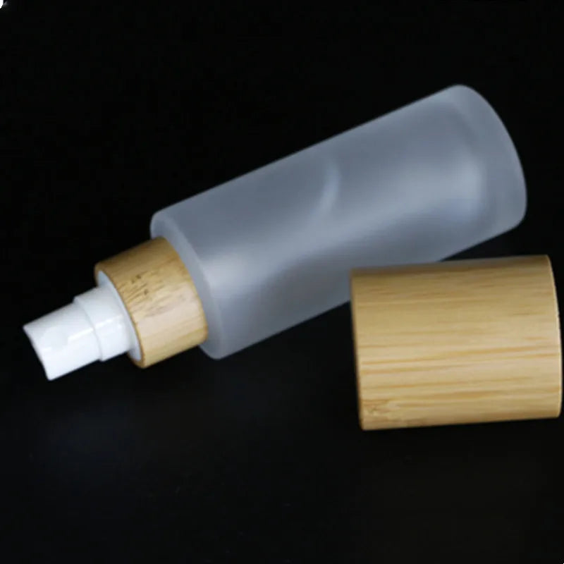 Bamboo Frost Cap and Pump Set for Cosmetic 30ml 50ml 100ml 120ml  Lotion Bottle Glass Wooden Serum Pump Bottles