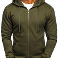 Regular Solid Color Long Sleeve Zipper Cardigan Casual Loose Men Hoodie