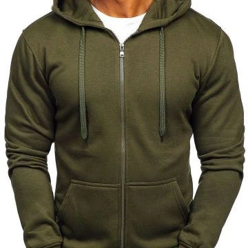 Regular Solid Color Long Sleeve Zipper Cardigan Casual Loose Men Hoodie