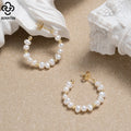 RINNTIN GPE70 New Arrival Fashion Jewelry Hoop Earrings 14k Gold Plated 925 Sterling Silver C-shaped Pearl Earrings Women