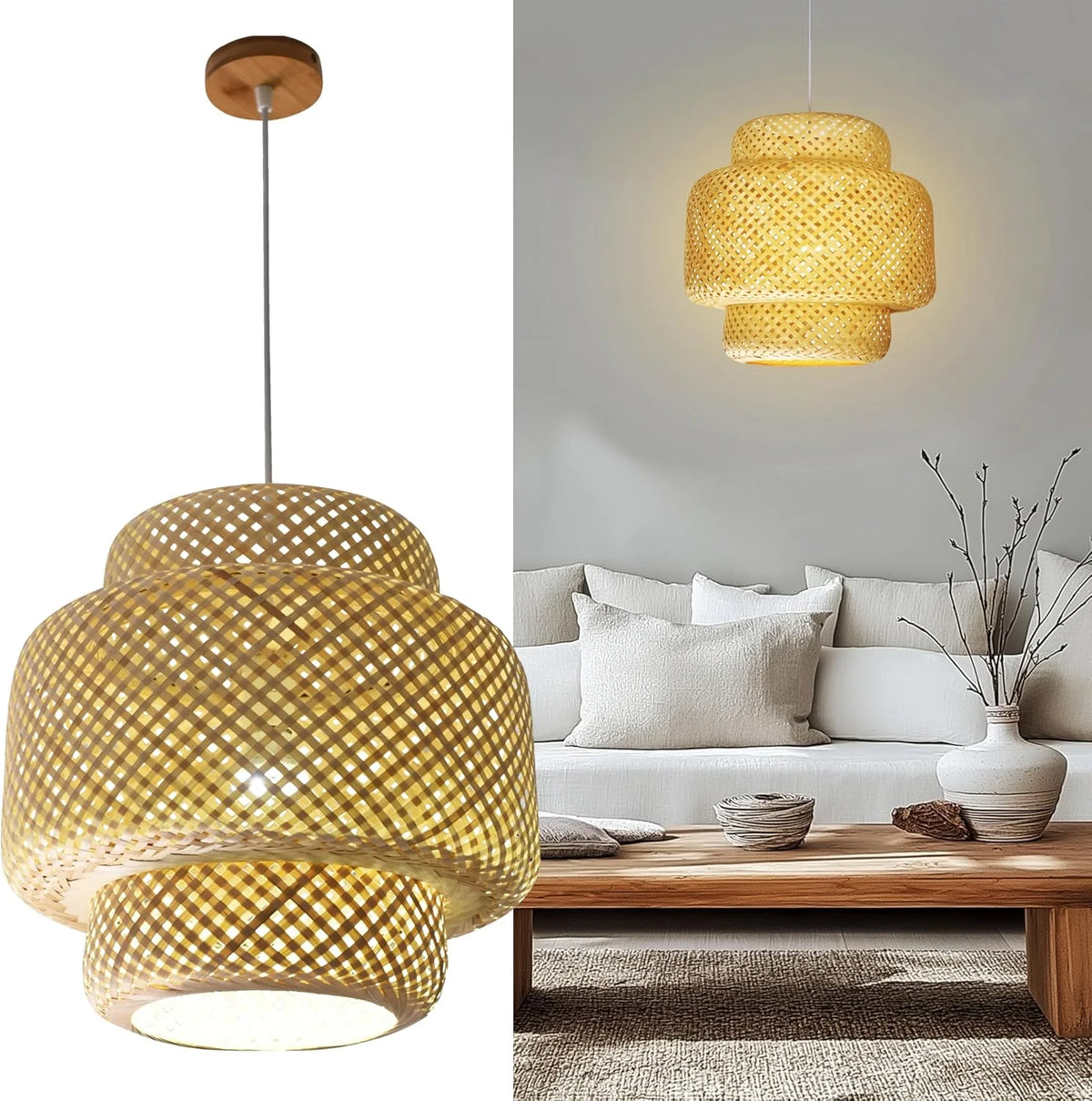 Restaurant Bamboo Lantern Chinese Woven Bamboo Chandelier Southeast Asian Creative Handmade Bamboo Pendant Lighting