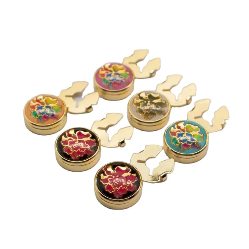 French Designer Men Women Button Cover Brass Copper Man Gift Woman Shirt Acrylic Flower Embossed Pattern Gold Silver Cufflinks