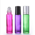 In Stock 10ml Green/purple/rose Red Glass Roll on Bottle With Steel Roller Perfume Essential Oil Roller Bottle