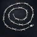 Hip Hop Bling Barbed Wire Tennis Link Chain 925 Silver Rhodium Plated Micro Pave Moissanite Iced Out Punk Rock Necklace for Men
