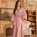 Hot Sale Muslim Dress Women Arabic Islamic Plus Size Autumn Middle East Purple Handwork Rhinestones Long Abaya Prayer Dress