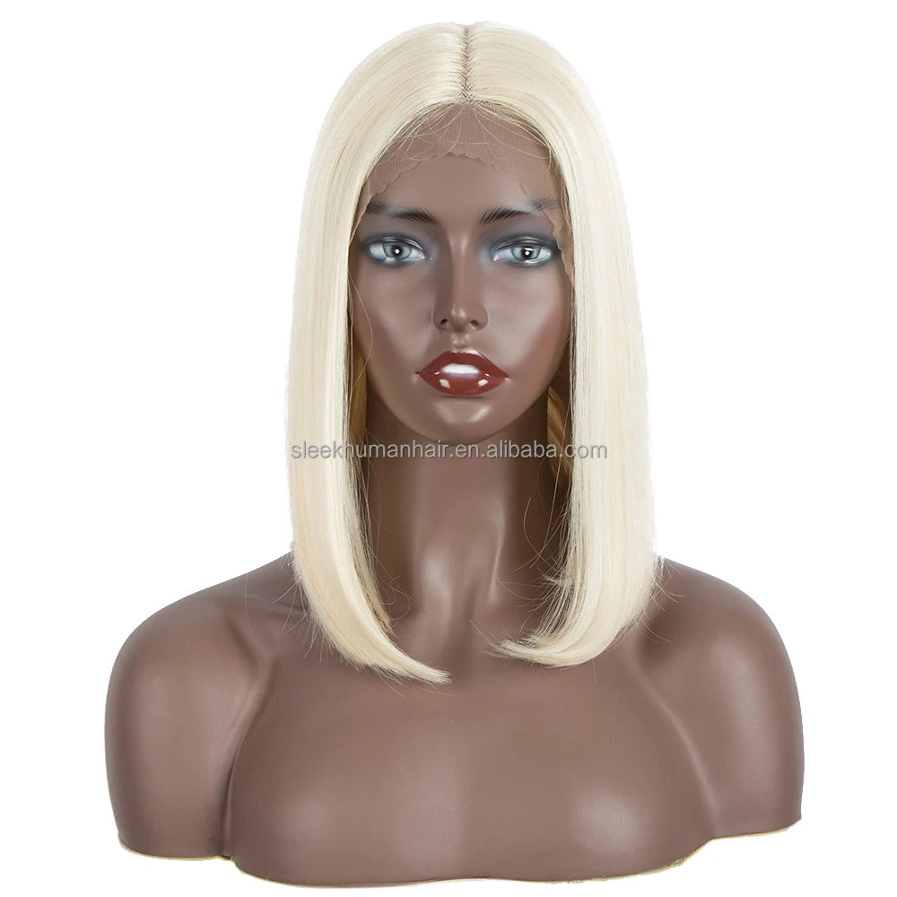 Blond Heat Resistant Synthetic Lace Wig Straight Short 12 Inch Bob Ombre Pink Blue Color Middle Part Lace Wigs for Black Women