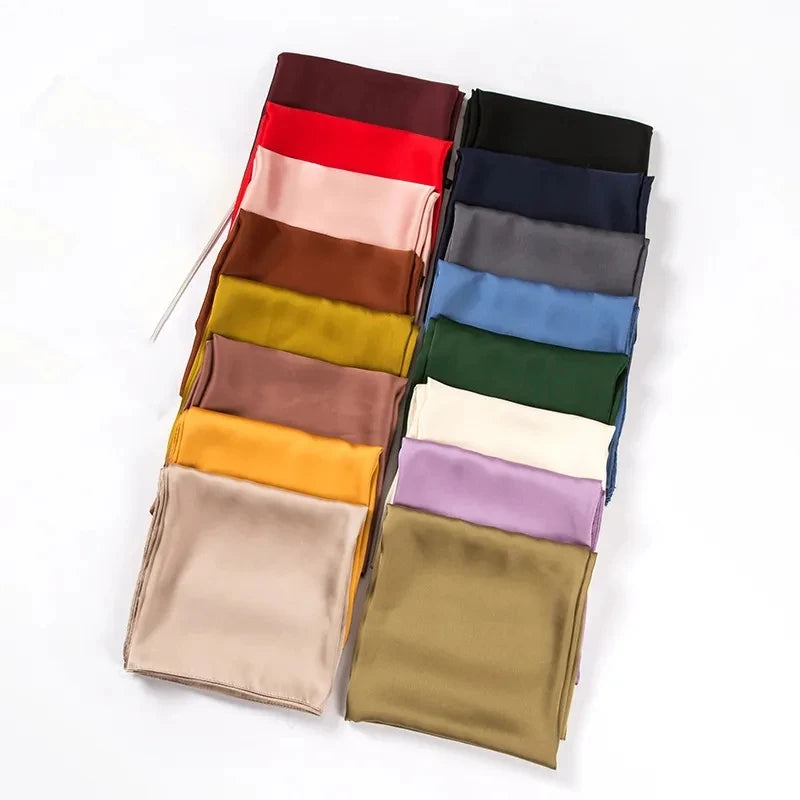 70*70cm Satin Scarf for Women Solid Color White Black Head Scarves Fashion Office Accessories for Ladies Hijab Scarf Wholesale