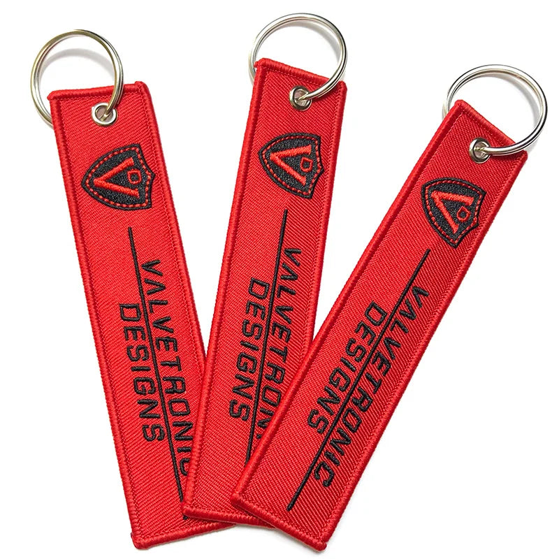 Custom Double Logo Design Polyester Twill Keychain Custom Embroidery for Key Holder Cartoon Style