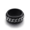 KALEN Personality Punk Jewelry Chain Ring Men Black Charms Stainless Steel Jewelry Ring