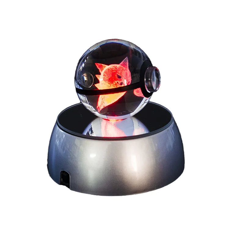 Wholesale 50mm Trainer Pokeball Custom Laser New Design 3D Laser Engraving Led Light Crystal Poke Ball