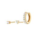 925 Sterling Silver 3pcs/set Colorful Zircon Stud Earrings Mixed Earrings