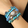 Italian Modular Bracelet Trendy Bohemian Style 6pcs Multicolor Natural Stone Glass String Beads Elastic Stack Bracelet Set