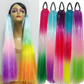 3tones Tinsel Ponytail Hair 26inch Yaki Straight Glitter Hair Piece With Elastic Band Bling Bling Synthetic Braiding Hair