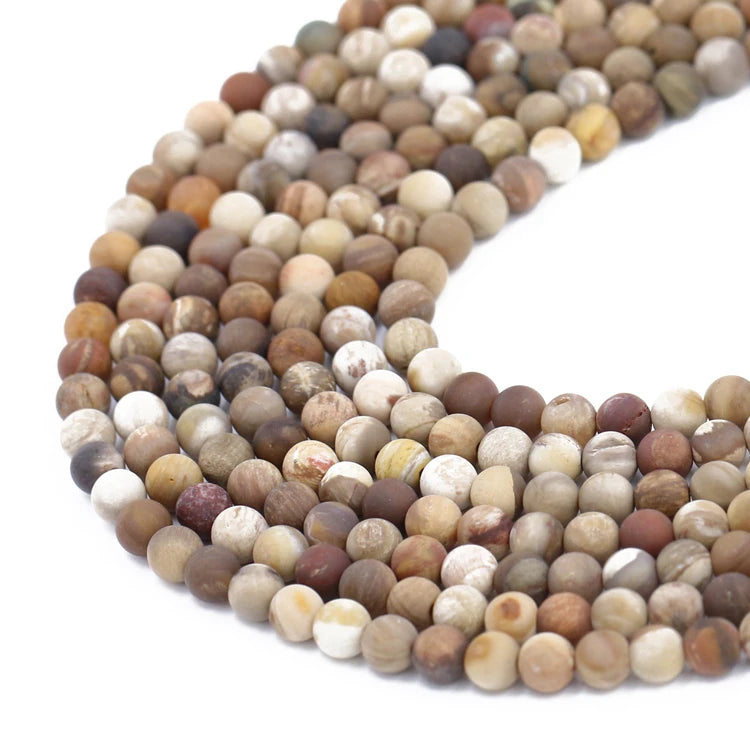 Factory Wholesale Matte Petrified Wood Agate Stone Loose Beads for Jewelry Making