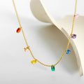 Fashion Midsummer Night Dream Rainbow Diamond Zircon Necklace 18K Gold Stainless Steel Bracelet Necklace Jewelry Set