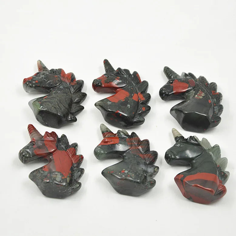Huiying Natural African Blood Stone Crystal Figurines Gemstone 50*45*20mm Horse Carving for Decoration