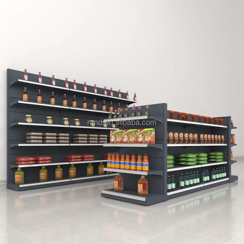 Customized Shop Commercial Shelves Store Display Super Market Racks Gondola Shelving Metal Supermarket Shelf Racks 120KG/Layers