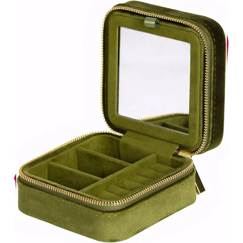 Portable Velvet Mini Jewelry Organizer Practical and Stylish Girls Small Jewelry Boxes  Organizer with Wall Mirror Stand