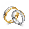 Valentine's Day Couple Men Women Fashion Engagement Jewelry Gold Plated Zircon Stainless Steel Wedding Ring Set