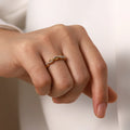 2022 Fashion New Stainless Steel 18K Gold Texture Light Luxury Personalized Woven Twist Inlaid Pearl Ring Spot Wholesale