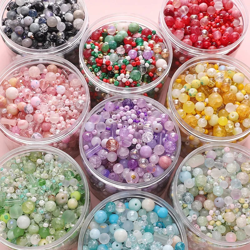 JC 3-12mm 30 Grams Per Bag Glass Mixed Round Beads DIY Bracelet Necklace Pendant Material Accessory Package for Jewelry