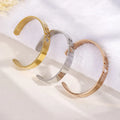 Wholesale Mother's Day Gift Stainless Steel love Inspirational Bangle Gold Plated Cuff Bracelet