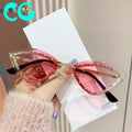 2024 Good New Colorful Frameless Diamond Cat Eye Sunglasses Street Shooting Show Personalized Decorative Sunglasses