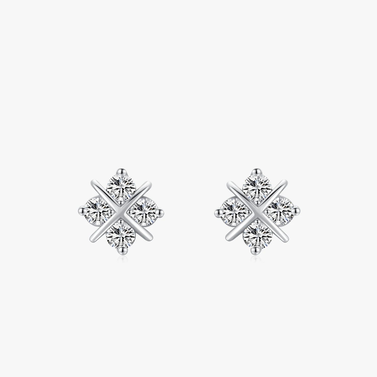 Ailmay 100% 925 Sterling Silver Exquisite Clear CZ Flower Stud Earrings for Women Simple Design Fine Hypoallergenic Jewelry