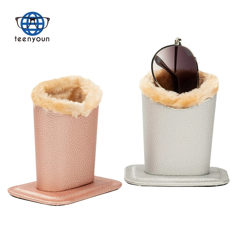 Eye Glasses Holder Stands Storage Protection Vertical Plush Lining Anti-Scratch Pu Leather Display Seat Cross-Border