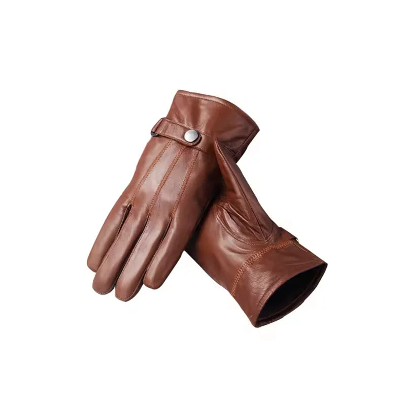 Sample Support Customizable Wholesale Brown Black Sheepskin Genuine Leather Gloves Drive Motorcycle Driving Gloves Men and Women