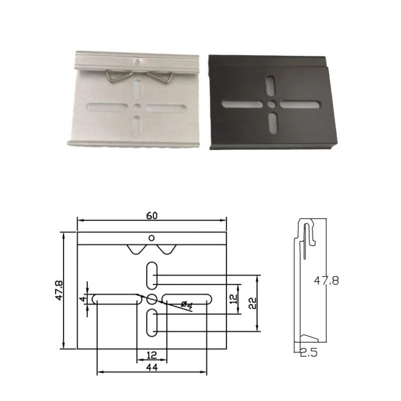 Aluminum Alloy 60 Wide Waist Hole Standard Snap Hook Guide Rail Buckle for Industrial Electrical Appliances