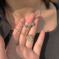 2025 New Fashion Clover 18K Gold Plated Zircon Folding Necklace for Girls