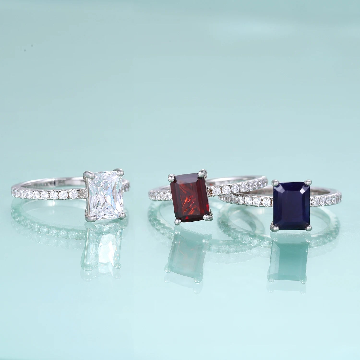KH281 Abiding Fine Jewelry Manufacturer 8x10mm Octagon Cut Gemstone Cheap 925 Sterling Silver Rings Wholesale Bulk