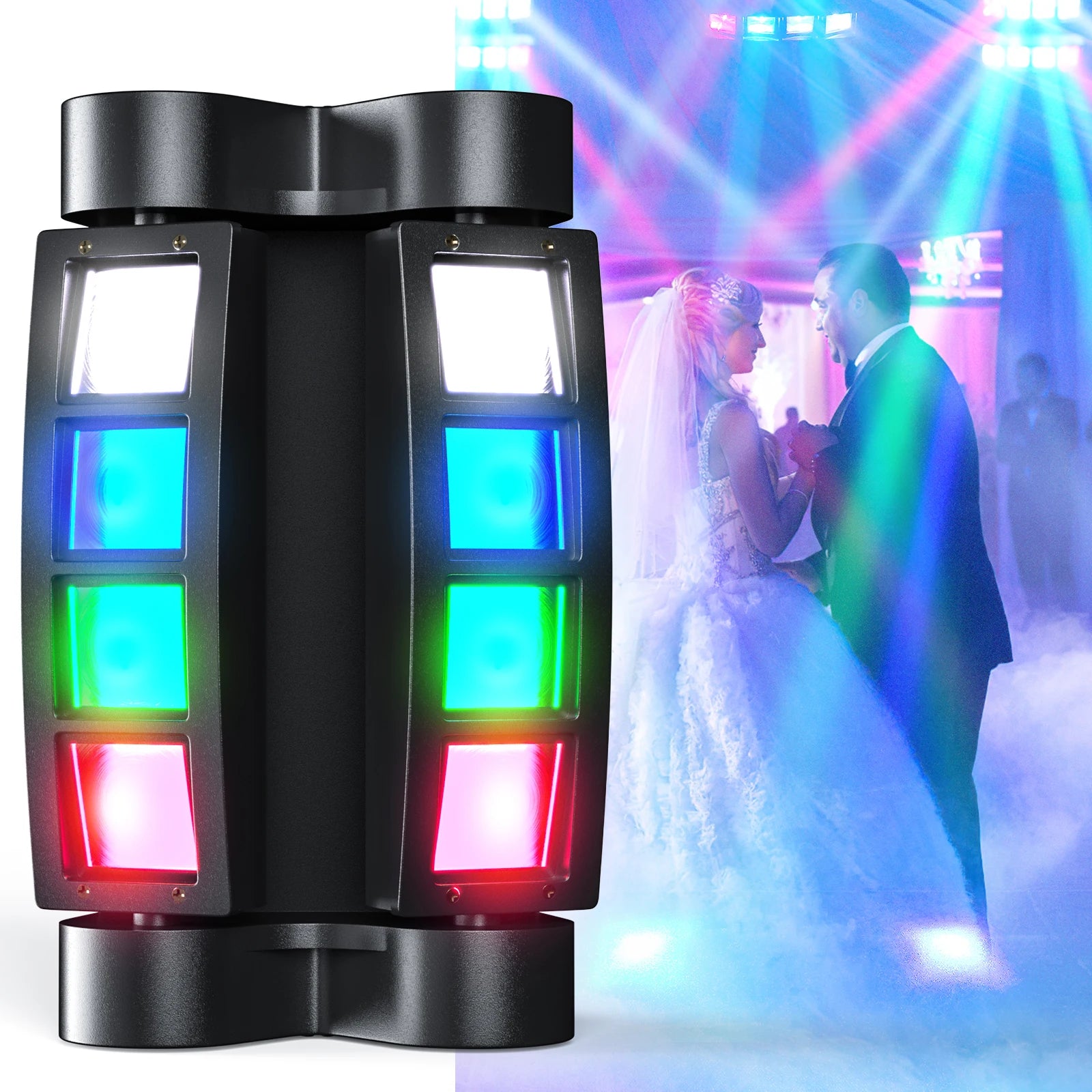 U`King Mini Spider Lamp 60W 8 LEDs RGBW 4 in 1 Color DMX and Sound Control Shaking Head Stage Effect Light Led Stage Light
