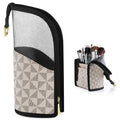 Custom Logo Zipper Fashion Polyester Durable Travel Makeup Brush Cup Holder Organizer Bag Portable Stand up Pencil Bag