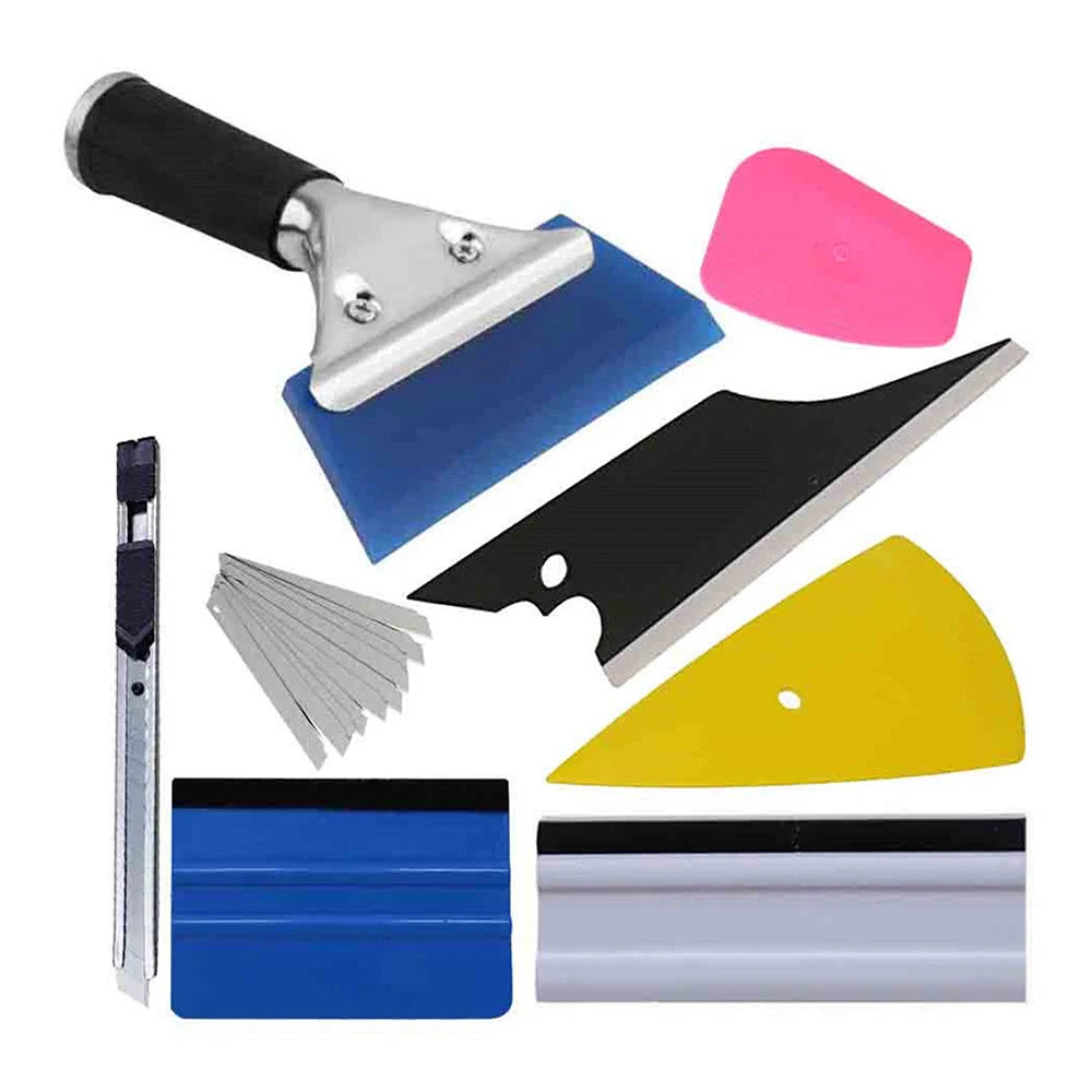 8pcs Car Window Tint Wrapping Vinyl Tools Squeegee Scraper Applicator Kits Window Glass Cleaning Tools