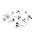 Jewelry Finding 316L Stainless Steel Silver Gold Empty Stone Setting Pearl Stud Earring Base