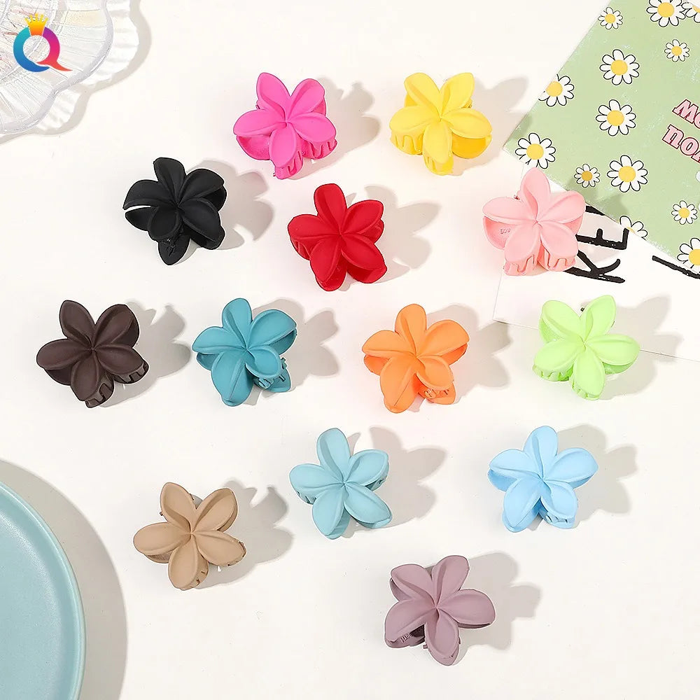 QIYUE Small Size Frangipani Flower Matte Hair Claw Clip Woman Hair Clamps