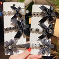 Korean Fashion Pearl Hair Clip New Luxury Rhinestone Hair Pin Versatile Bow Side Clips for Women Girls