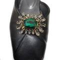 5*4.5cm Green Rhinestone Shoe Clip Rhinestone Charm Buckle Clamp