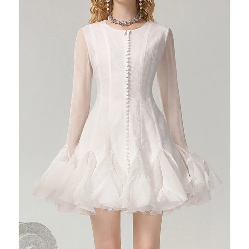 Autumn New Design Horn Sleeve Large Swing A-line Dress Party Banquet Dress for Women
