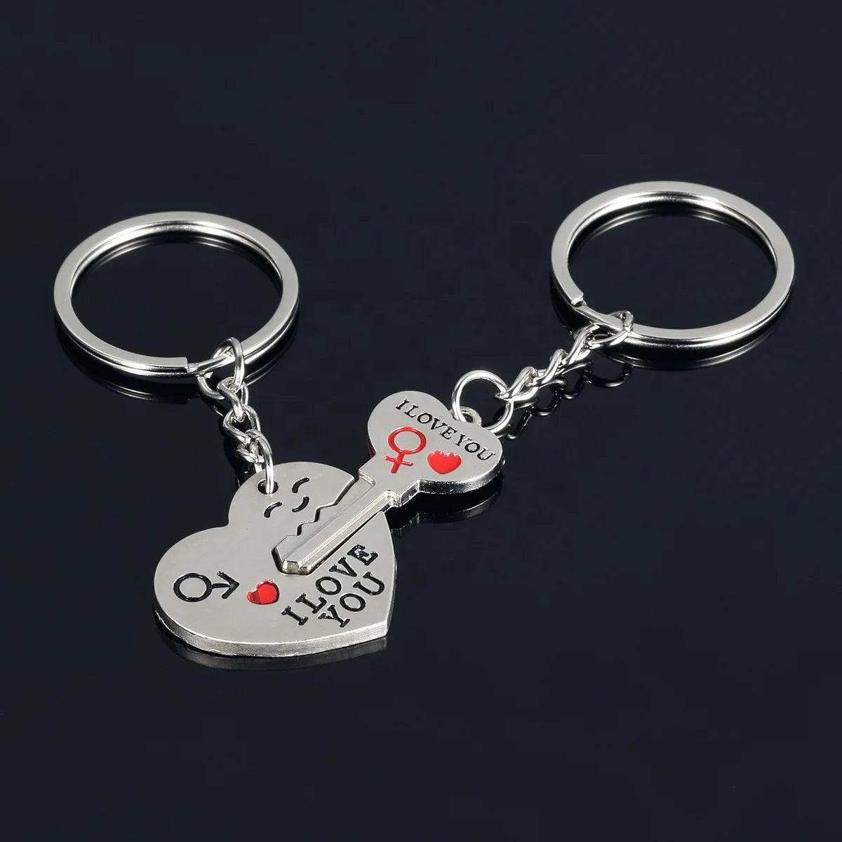 Custom the Key and Lock Shape Key Plate Sublimation Permanent Match Metal Heart Keychain for Lovers
