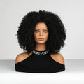 Black Wig Mid-length Hair Super Curly Wave with Bangs African Wig Women's Heat Resistant Fiber Matte Durable Live Photo