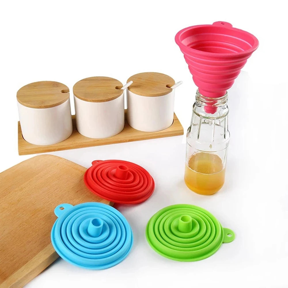100% Food Grade Silicone Collapsible Foldable Funnel Mini Kitchen Utensil Set WISETOP CE/EU Certified for Water Bottle Liquid
