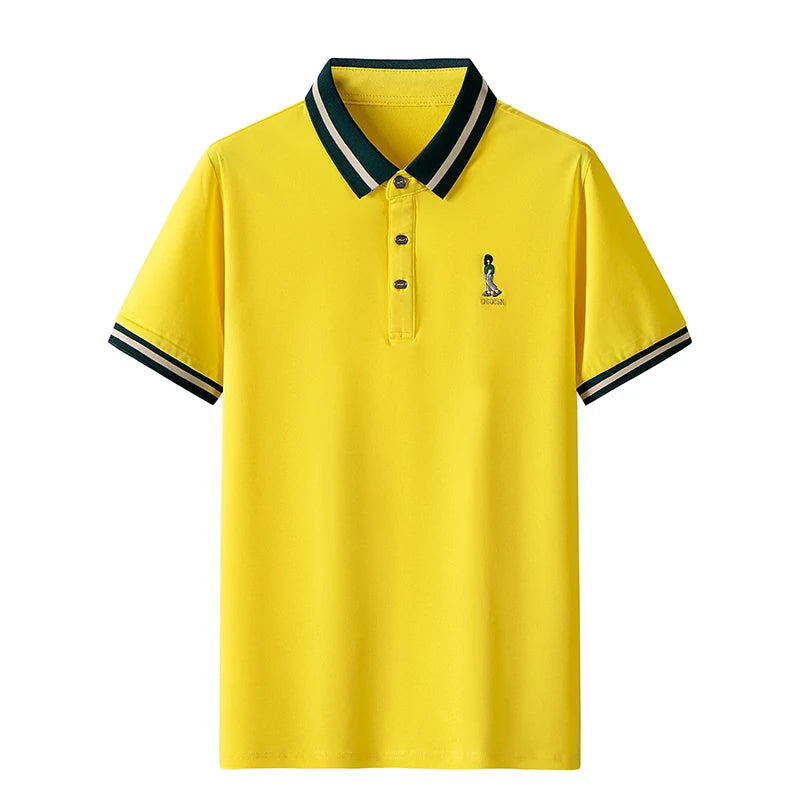 wholesale Light luxury business polo shirt embroidered polo shirt men's short ice silk lapel simple and fashionable polo shirt